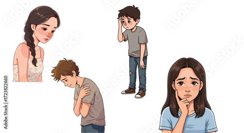 People Feeling Sick Sad Emotions Abstract Concept Illustration Isolated Transparent Background