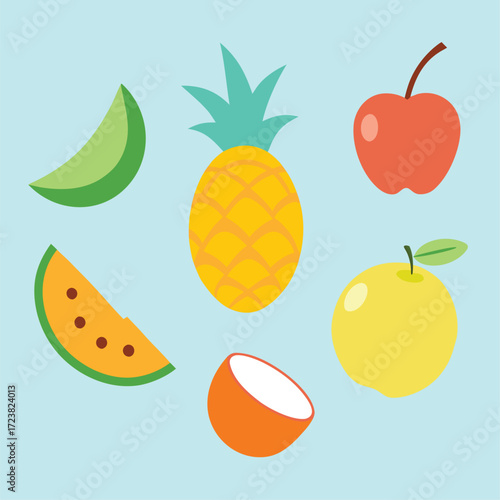 set of different fruits