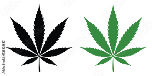 Black and green cannabis leaf logo