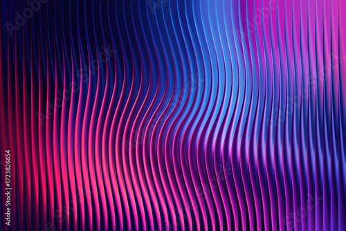 Wavy abstract background with vibrant pink and blue neon light illumination