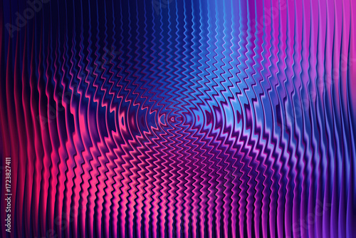 Concentric wave pattern with vibrant pink and blue neon light reflection
