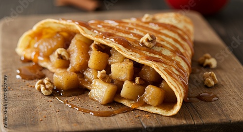 Crepe with Apple Caramel and Walnut