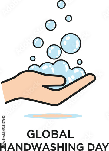 Vector art of hand with soap bubbles for Global Handwashing Day