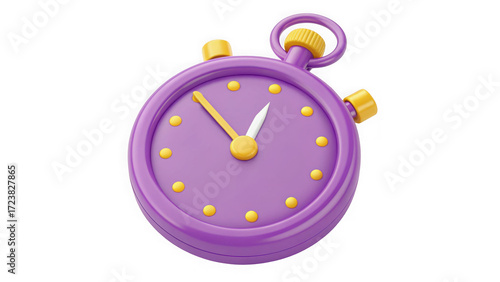 Purple stopwatch isolated on transparent background