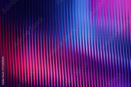 Textured abstract background with wavy vertical pleats and neon pink and blue light