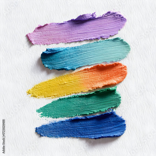 Vibrant paints smeared artistically, showcasing color diversity and creativity.