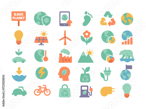 Nature conservation icons. Application interface icons
