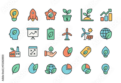 Clean energy icons. Application interface icons