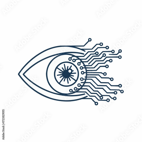 Futuristic cybernetic eye vector illustration for technology and ai concepts
