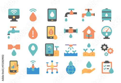 Remote Water Control Icons. Application Interface Icons