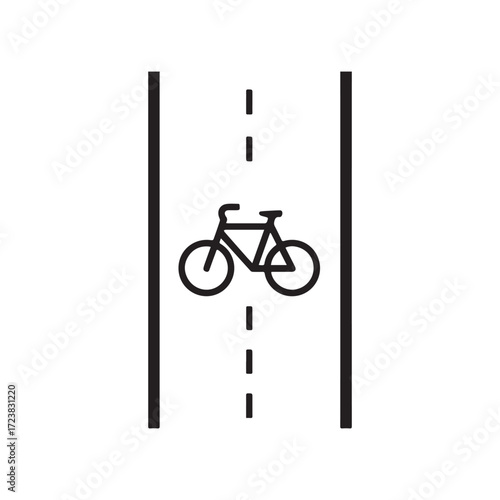 Bicycle Lane or Bike Path Road Icon