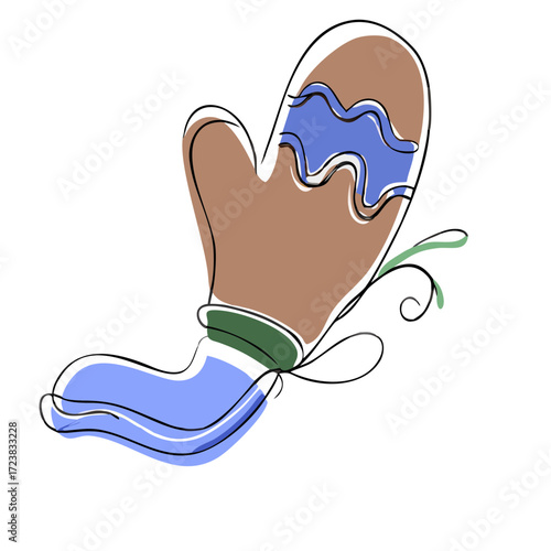 Colorful oven mitt with whimsical design in a minimalist style  