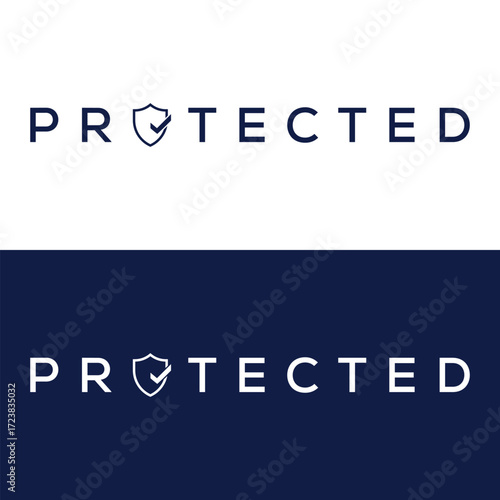 Shield secure guard protected logo design.