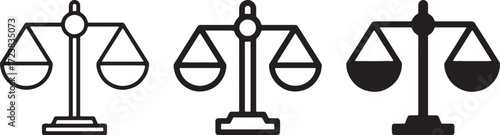 scales of justice, justice, law, legal, court, balance, weighing, icon, symbol, graphic, design, silhouette, outline, simple, minimalist, measurement, fairness, equality, illustration, set, collection