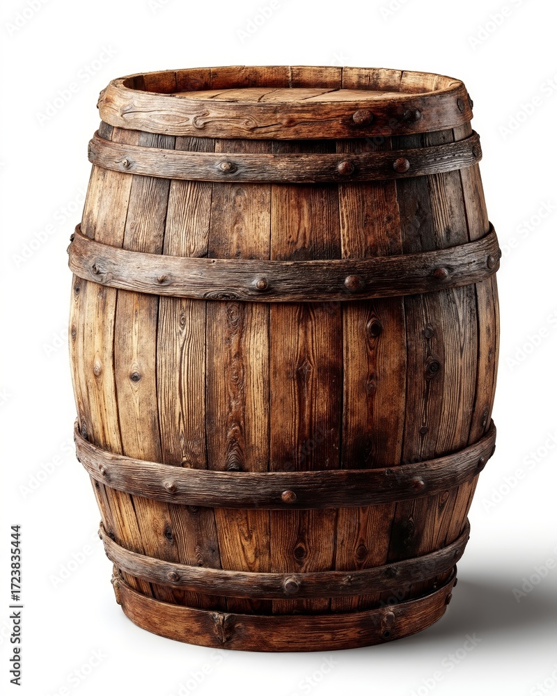 Fototapeta premium A wooden barrel on a white background