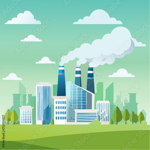 ecological factory smoke comes into the city with a lot of pollution