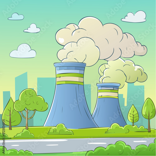 ecological factory smoke comes into the city with a lot of pollution
