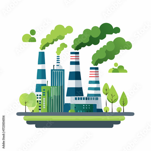 ecological factory smoke comes into the city with a lot of pollution