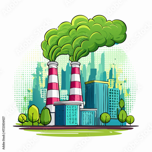 ecological factory smoke comes into the city with a lot of pollution