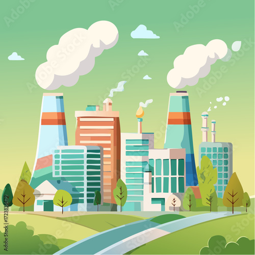 ecological factory smoke comes into the city with a lot of pollution