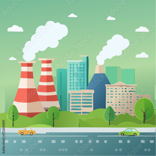 ecological factory smoke comes into the city with a lot of pollution