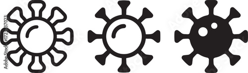 virus, icon, symbol, microbe, germ, bacteria, disease, illness, health, medical, science, biology, microscopic, shape, design, graphic, illustration, black and white, outline, filled, silhouette, abst