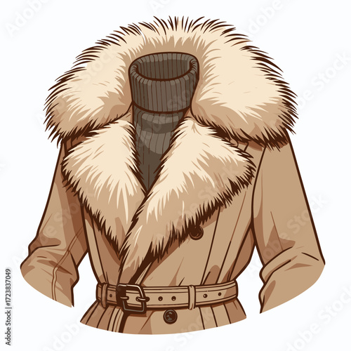 Fur collar coat