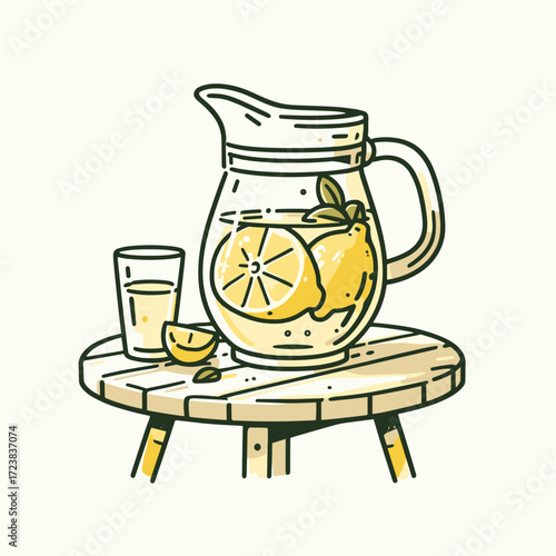 Lemonade Pitcher on Table