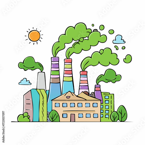 ecological factory smoke comes into the city with a lot of pollution