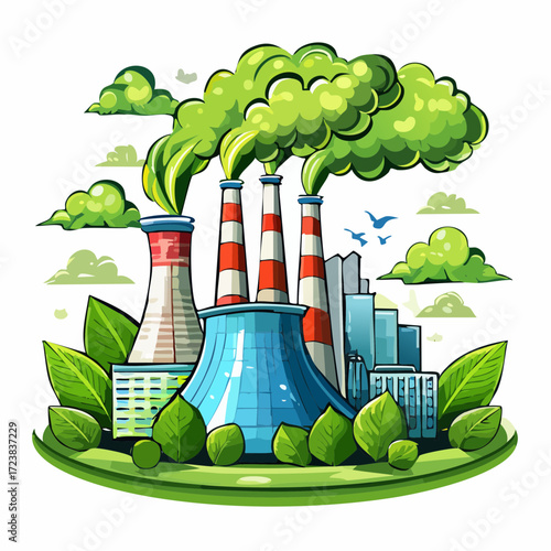 ecological factory smoke comes into the city with a lot of pollution