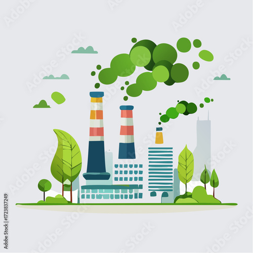 ecological factory smoke comes into the city with a lot of pollution