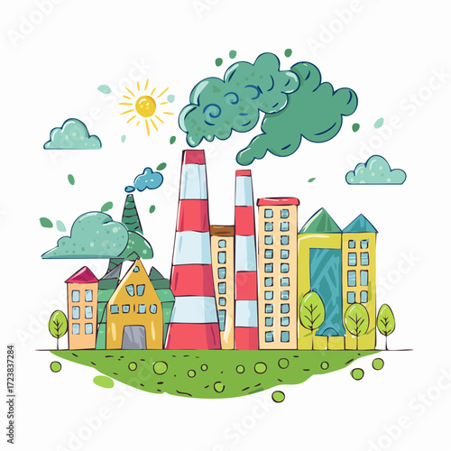 ecological factory smoke comes into the city with a lot of pollution