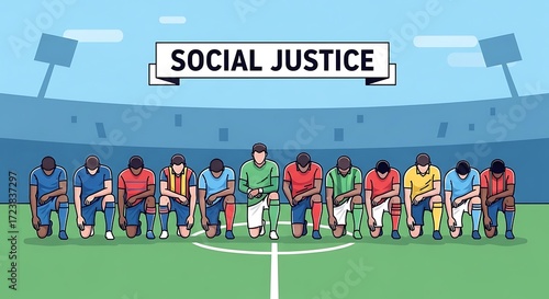 Athletes Kneeling at Stadium.