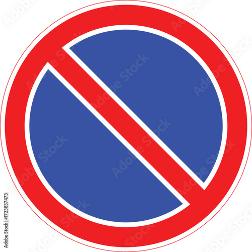 No parking road sign with blue circle and red diagonal line. Free Download No parking road sign with blue circle and red diagonal line. - GFXLoad