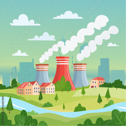 ecological factory smoke comes into the city with a lot of pollution