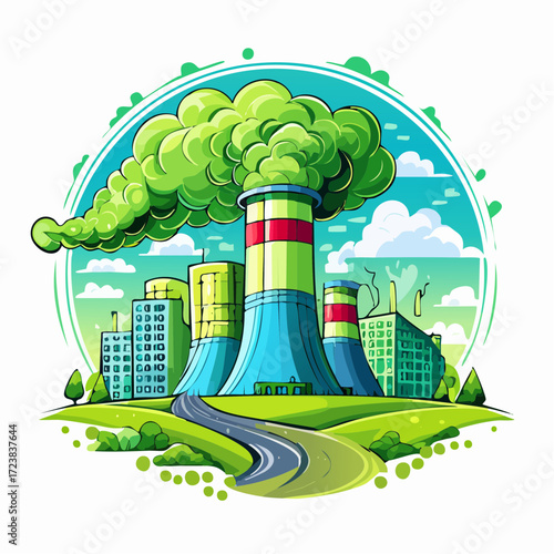 ecological factory smoke comes into the city with a lot of pollution