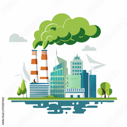 ecological factory smoke comes into the city with a lot of pollution