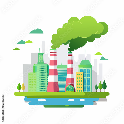 ecological factory smoke comes into the city with a lot of pollution