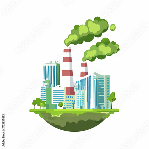 ecological factory smoke comes into the city with a lot of pollution