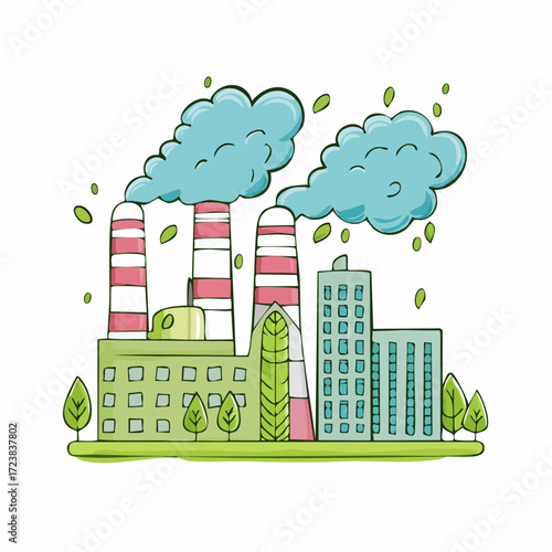 ecological factory smoke comes into the city with a lot of pollution