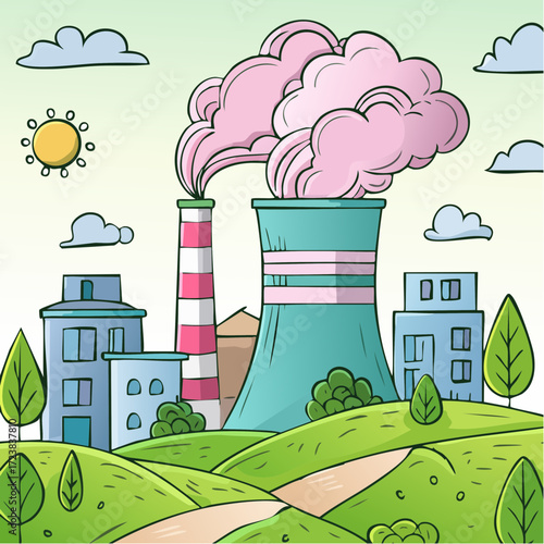 ecological factory smoke comes into the city with a lot of pollution