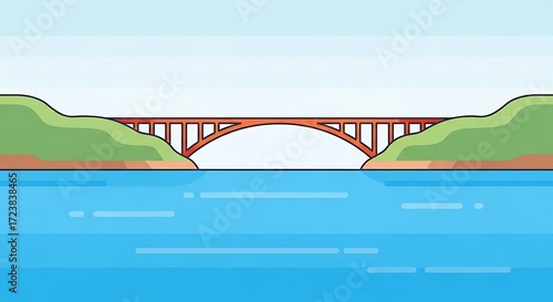 Cartoon bridge landscape.