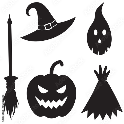 A Jack-o'-lantern with a grinning face completes the collection