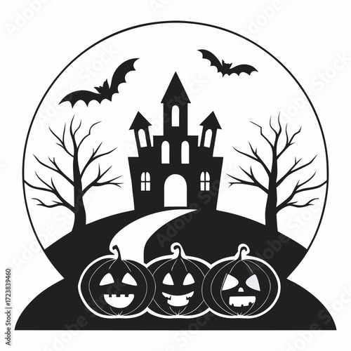 illustration depicts a spooky Halloween scene