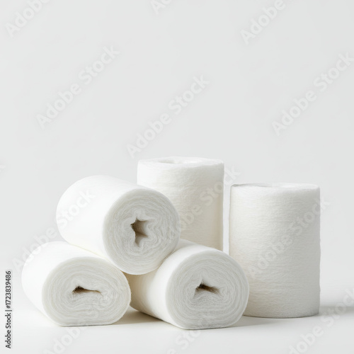 cotton rolls on white background