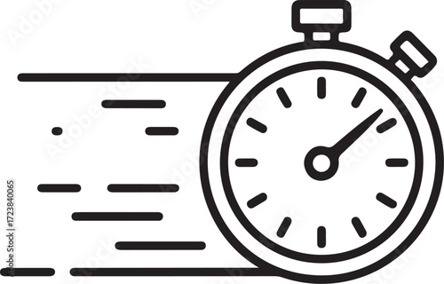 Speedy stopwatch icon representing fast time and quick delivery service
