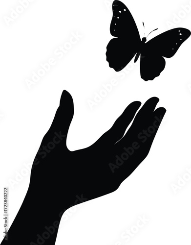 Single hand silhouette facing upward with buttocks graphic design