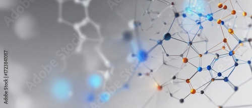Fototapeta Naklejka Na Ścianę i Meble -  Abstract molecular structure.  3D network of interconnected spheres