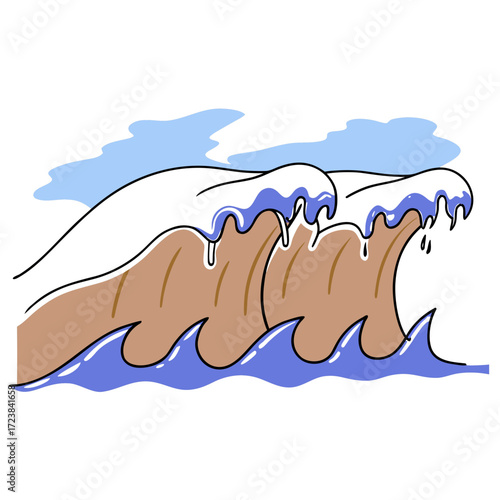 Ocean waves crashing on sandy beach under blue sky  