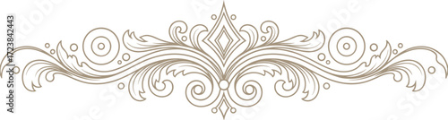 Ornate flourish vector, decorative divider design, vintage embellishment, symmetrical scroll pattern, formal invitation element, elegant motif, classic graphic ornament